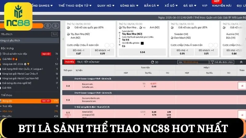 thể thao NC88 sảnh BTi